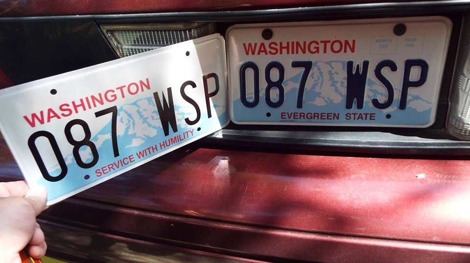 Washington  police license plate image