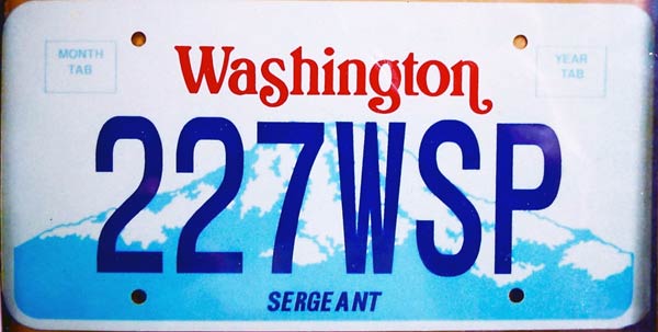 Washington  police license plate image