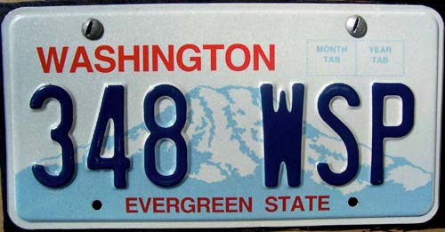 Washington  police license plate image