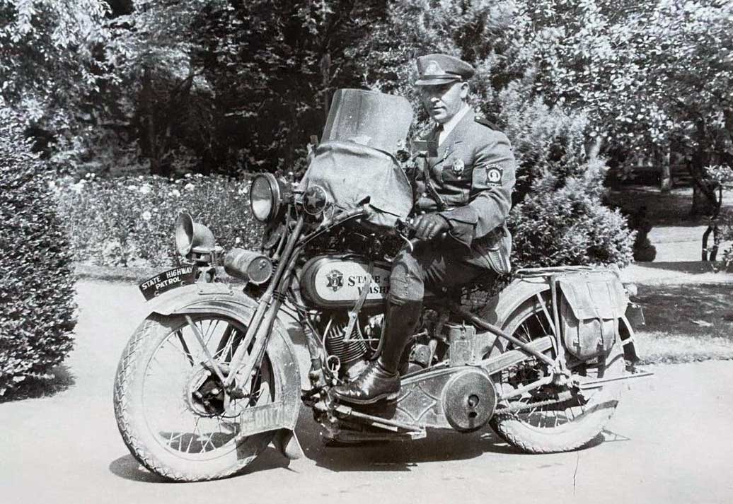 Washington  police motorcycle with officer
