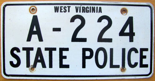 West Virginia  police license plate image