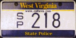 West Virginia  police license plate image