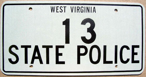 West Virginia  police license plate image