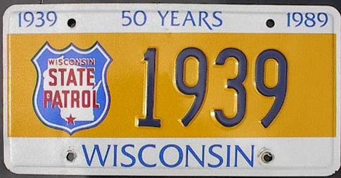 Wisconsin  police license plate image