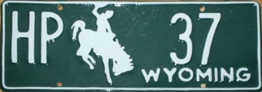 Wyoming  police license plate