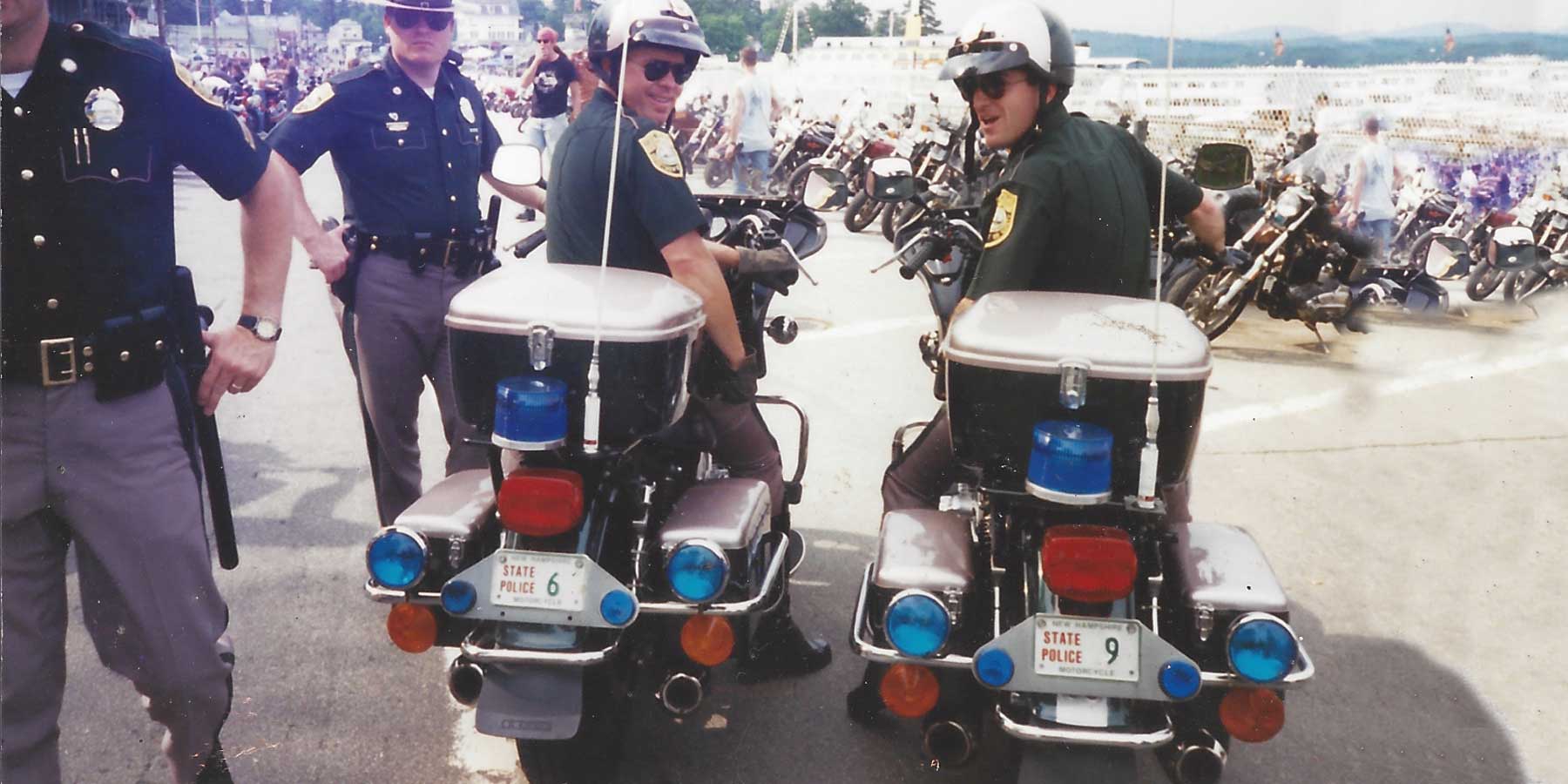 police motorcycles and troopers