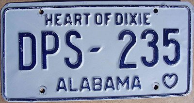 Alabama 1975 police license plate