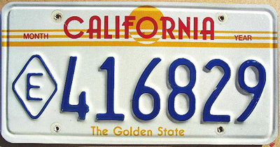 California license plate image