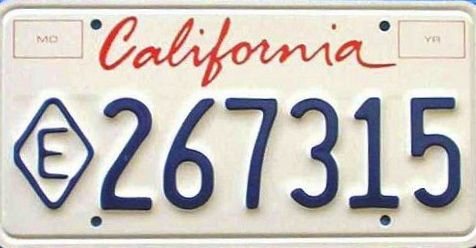 California license plate image