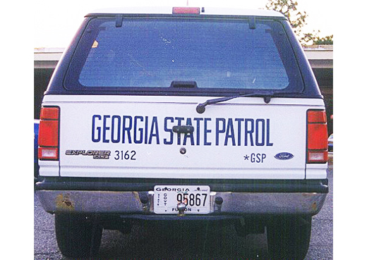 Georgia state police license plate on car