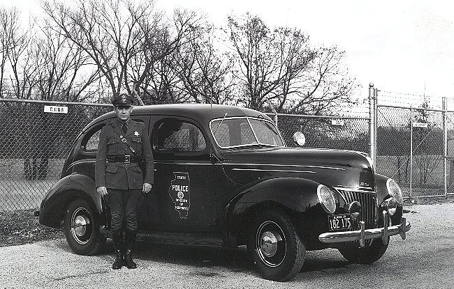 Illinois state police car and officer