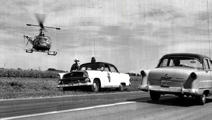 Illinois state police car and helicopter