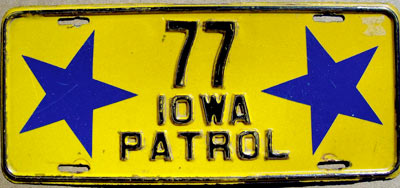 Iowa police licence plate