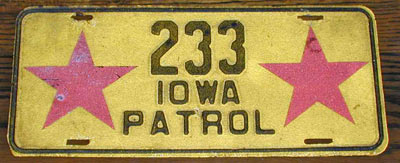 Iowa police licence plate