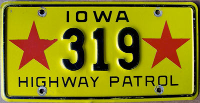 Iowa police licence plate