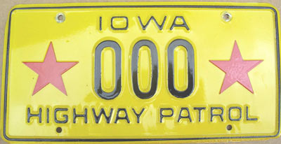 Iowa police licence plate