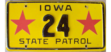 Iowa police licence plate