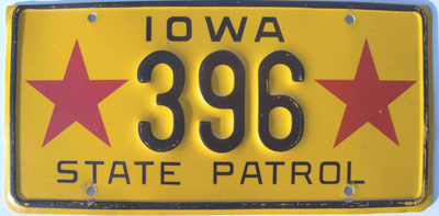 Iowa police licence plate