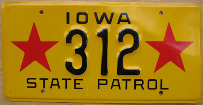 Iowa police licence plate