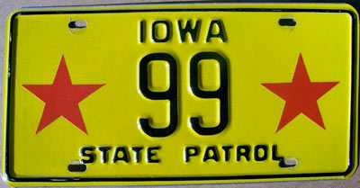 Iowa police licence plate