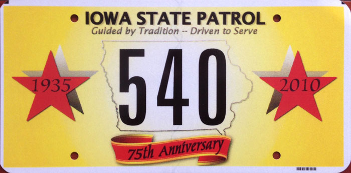 Iowa police license plate