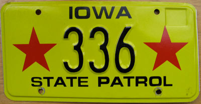 Iowa police licence plate