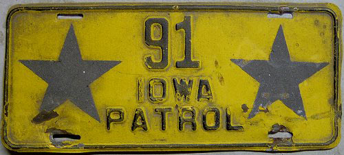 Iowa police licence plate