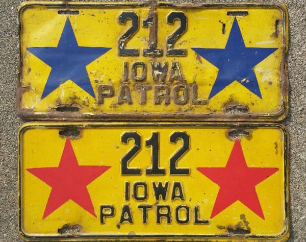 Iowa police licence plate