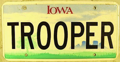 Iowa police license plate