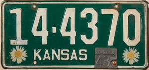 Kansas license plate image