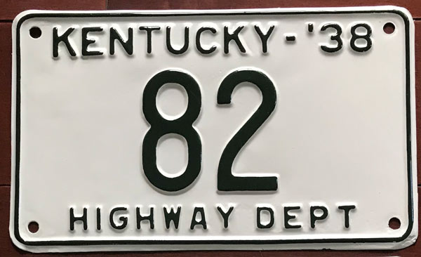 Kentucky 1938 police license plate