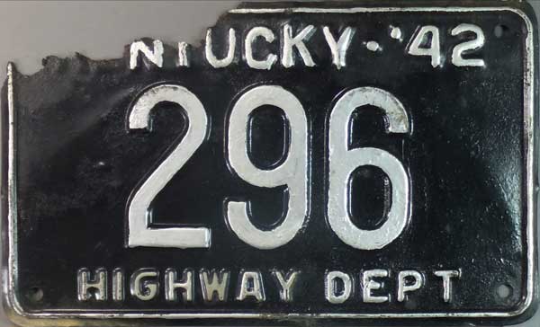 Kentucky 1938 police license plate