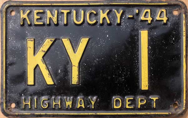 Kentucky 1938 police license plate