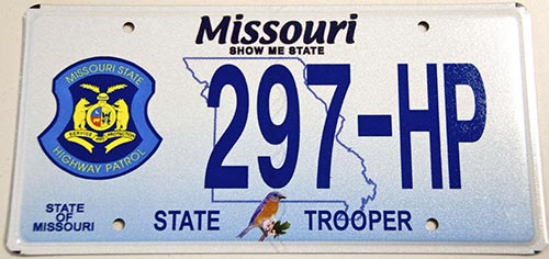 Missouri police license plate image