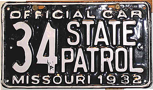 Missouri police license plate image