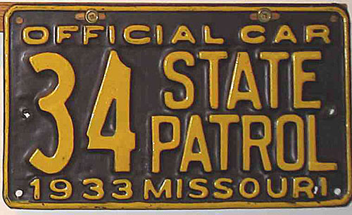 Missouri police license plate image