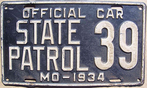 Missouri police license plate image