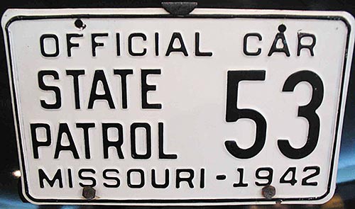 Missouri police license plate image