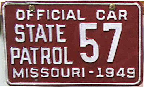 Missouri police license plate image