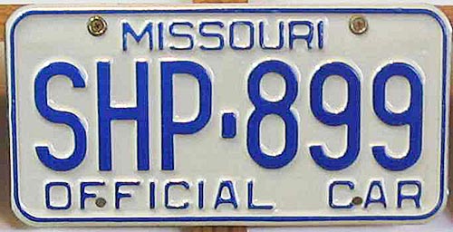 Missouri police license plate image