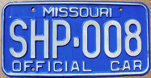 Missouri police license plate image