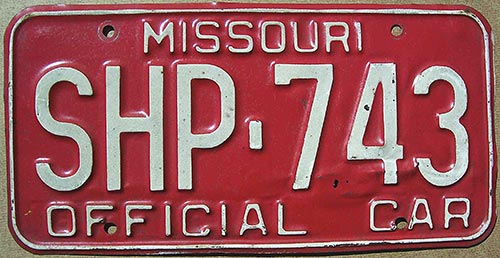 Missouri police license plate image