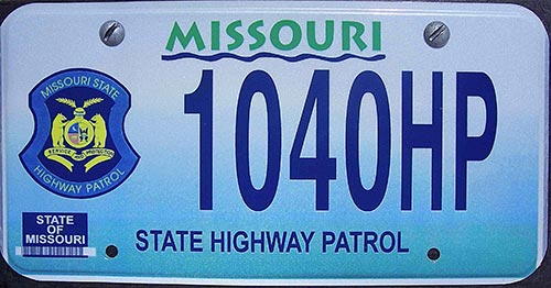 Missouri police license plate image