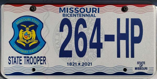 Missouri police license plate image