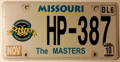 Missouri police license plate image