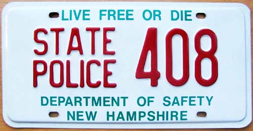 New Hampshire police license plate