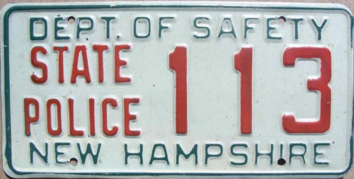 New Hampshire police license plate