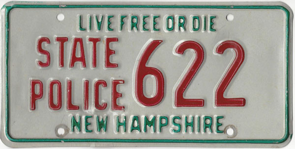 New Hampshire police license plate