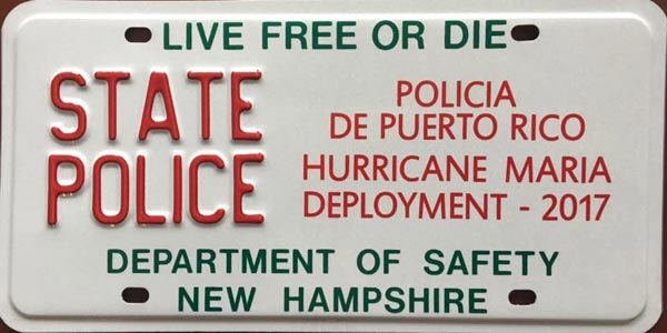 New Hampshire police license plate