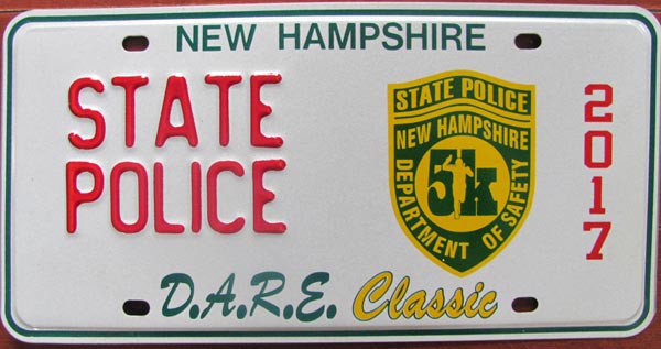 New Hampshire police license plate